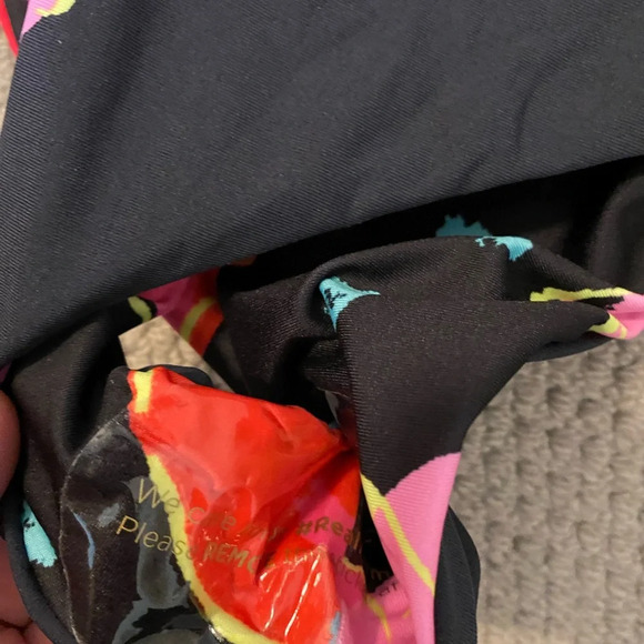 NWT maaji one piece reversible cutout swimsuit medium. Black w/ pink floral - Picture 6 of 7